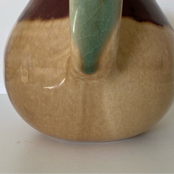 Art Pottery Pitcher Dan Lasser Signed Vermont Glaze Red Tulip 6.25” Green Beige - Picture 14 of 16